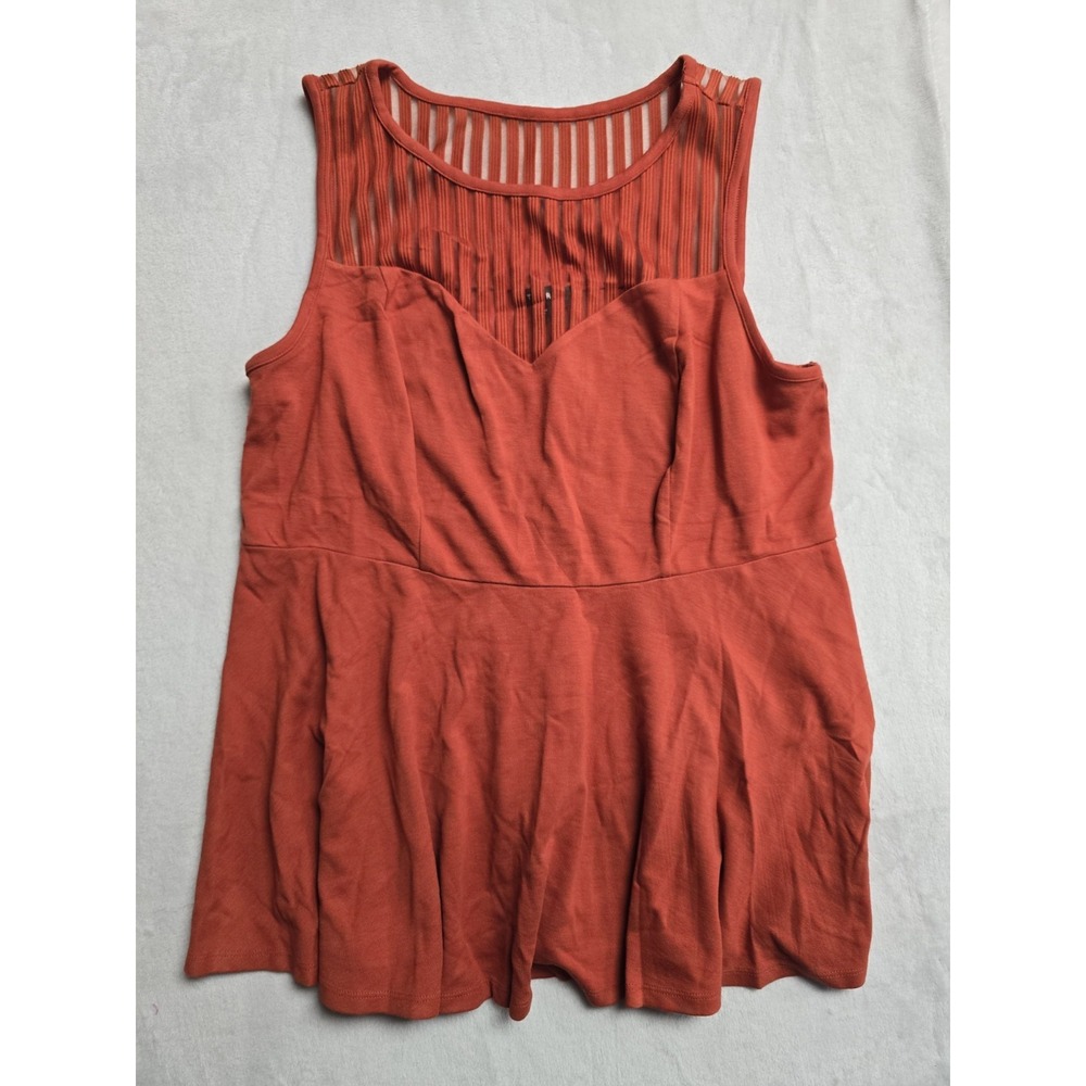 TORRID Red Terracotta Premium Ponte Stripe Yoke Peplum Top NWT Size 1x 14/16